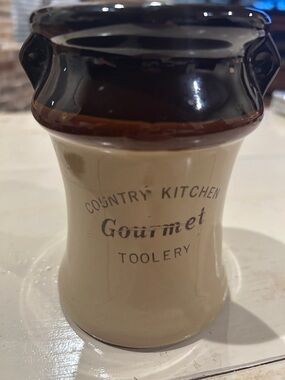 Vintage Gourmet Toolery Ceramic Utensil Holder - Brown and Cream